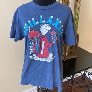 TeeLuv graphic t-shirt, “Chillaxin’” Icee, blue, size small
